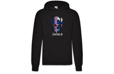 Iceland Football Skull I Hoodie Kapuzenpullover isländische Fahne Fußball Island
