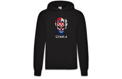 Croatia Football Skull I Hoodie Kapuzenpullover kroatische Fahne Fußball Kroatien