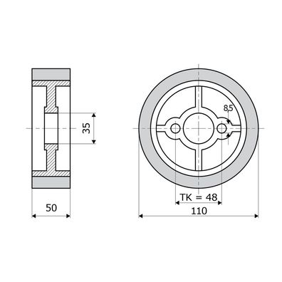 HolzHer Vorschubrolle Gummi 110 x 50 mm weiß für Vorschubapparate Holz-her SCM