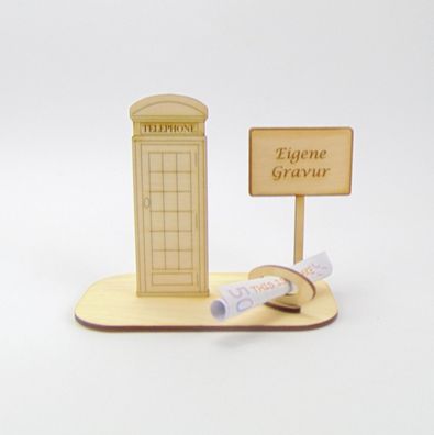 Reise Geldgeschenk englische Telefonzelle, Urlaub England, Eigene Gravur - K60