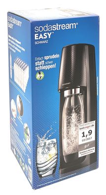 SodaStream Easy Wassersprudler CO2 Zylinder 1L PET-Flasche Glaskaraffe schwarz
