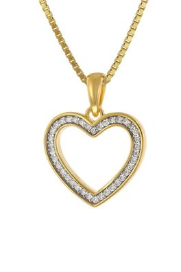 trendor Schmuck Damen-Halskette Herz-Anhänger mit Zirkonia 15 mm Gold auf Silber 412