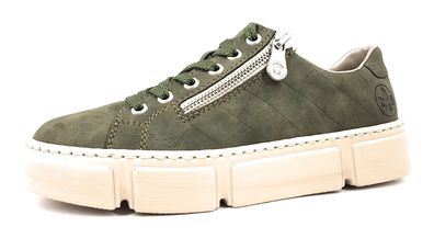 Rieker Damenschuhe Schnürschuhe Sportive Sneaker high Grün Freizeit