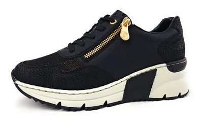 Rieker Damenschuhe Schnürschuhe Sportive Sneaker high Schwarz Freizeit
