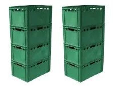 2 Stück Werkstattkasten Transportbox stapelbar  robust  E3 60x40x30 cm  grün NEU 