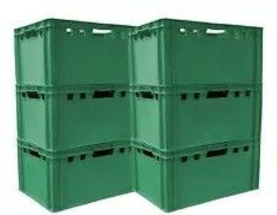 6 Stück E3 Transportbehälter Material PP robust 60x40x30 cm grün NEU Gastlando