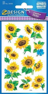 AVERY Zweckform 54103 Deko Sticker Sonnenblumen 30 Aufkleber