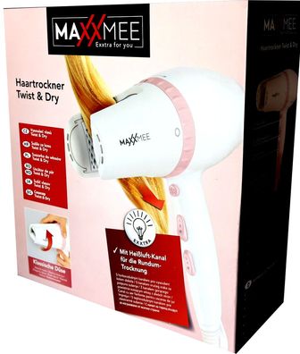 Haartrockner Maxxmee Föhn 360&deg; mit 3 verschiedenen Heizstufe weiß/ rosa NEU
