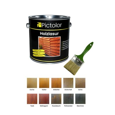 Pictolor® Holzanstrich-Set 2,5 Liter Farbton: Teak mit Pinsel