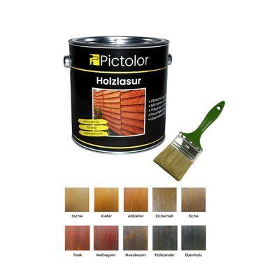 Pictolor® Holzanstrich-Set 2,5 Liter Farbton: Palisander: mit Pinsel