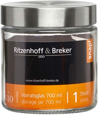 Ritzenhoff & Breker Vorratsglas mit Deckel Vio 700 ml transparent rund