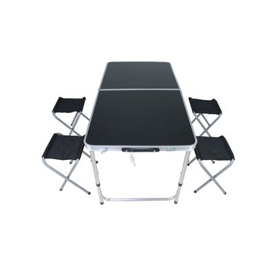 5-tlg Campingmöbel Set schwarz Outdoor Camping ALU Tisch + 4 Klapphocker