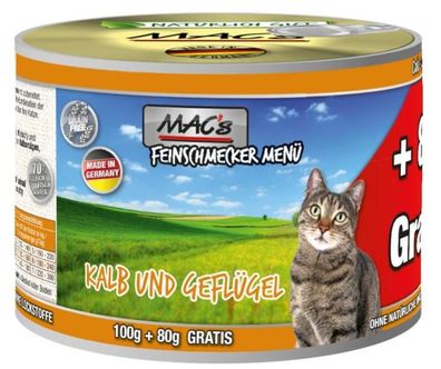 MAC's Cat - Feinschmecker ¦ Kalb & Geflügel - 6 x 180g ¦ hochwertiges Nassfutter ...