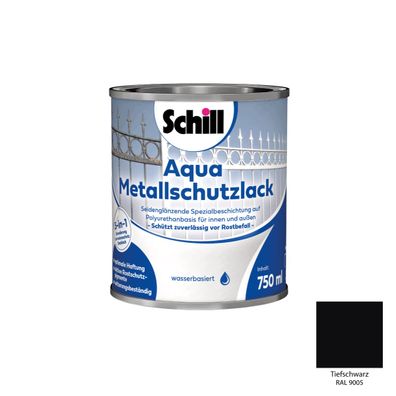 Schill Aqua Metallschutz 3 in 1 Inhalt:0,75 Liter Farbton: RAL 9005 - Tiefschwarz