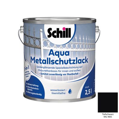Schill Aqua Metallschutz 3 in 1 Inhalt:2,5 Liter Farbton: RAL 9005 - Tiefschwarz
