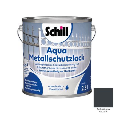 Schill Aqua Metallschutz 3 in 1 Inhalt:2,5 Liter Farbton: RAL 7016 - Anthrazitgrau