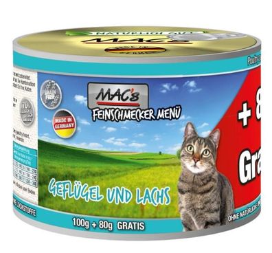 MAC's Cat - Feinschmecker ¦ Geflügel & Lachs - 6 x 180g ¦ hochwertiges Nassfutter ...