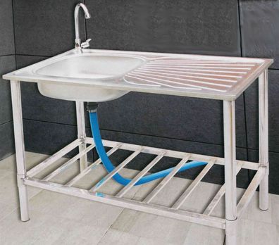 Edelstahl-Waschtisch mit Einhand-Armatur Waschbecken Spülbecken Camping Aussenküche