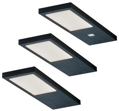 LED Küchen Unterbauleuchte 3x4 W, Küchenleuchte Gamma Noir, warmweiß