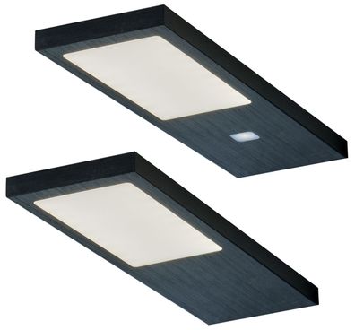 LED Küchen Unterbauleuchte 2x4 W, Küchenleuchte Gamma Noir, warmweiß