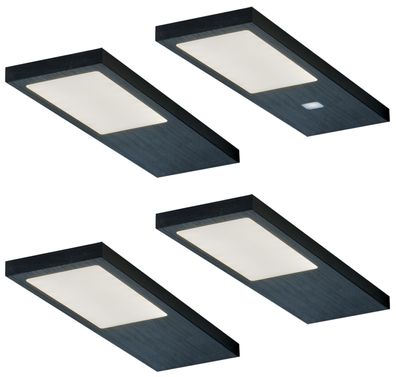 LED Küchen Unterbauleuchte 4x4 W, Küchenleuchte Gamma Noir, warmweiß