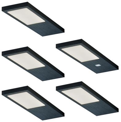 LED Küchen Unterbauleuchte 5x4 W, Küchenleuchte Gamma Noir, warmweiß