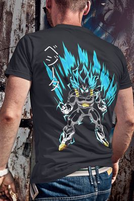 Herren T-Shirt Bio Baumwolle Vegeta Goku Dragon Anime Majin Streetwear Warrior