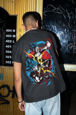 Herren T-Shirt Bio Baumwolle Anime Dragon Goku Vegeta God Streetwear Manga Style