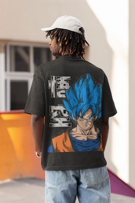 Herren T-Shirt Bio Baumwolle Anime Son Goku God Mode Dragon Streetwear Shirt