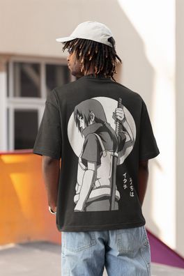 Herren T-Shirt Bio Baumwolle Anime Itashi Ushia Clan Sharingan Streetwear Shirt
