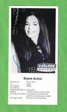 Sabine Altena ( Antenne Bayern ) - persönlich signierte Autogrammkarte