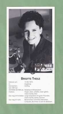 Brigitte Theile ( Antenne Bayern ) - persönlich signierte Autogrammkarte