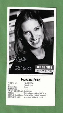 Heike de Fries ( Antenne Bayern ) - persönlich signierte Autogrammkarte