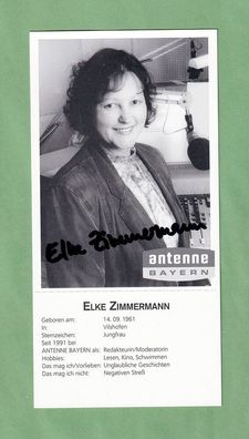 Elke Zimmermann ( Antenne Bayern ) - persönlich signierte Autogrammkarte