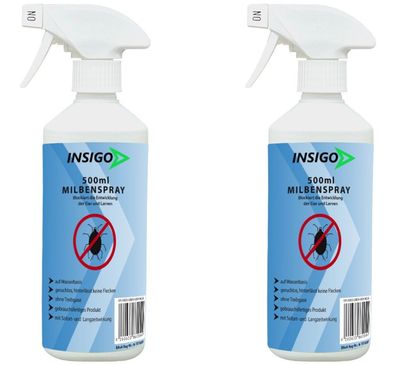 INSIGO 2x500ml Anti Milbenspray Mittel gegen Milben Milbenbefall EX Milbenfrei Schutz