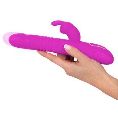 Silikon Rabbit-Vibrator mit Stoßfunktion + Klitoris + wasserdicht Sexspielzeug