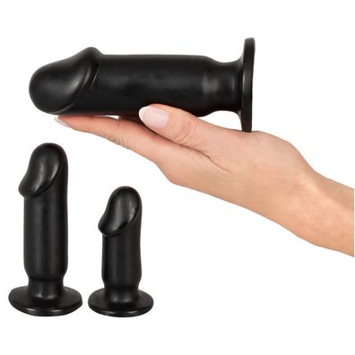 3er Analplug-Set + Großer Standfuß + ausgeformte Eichel Butt Plug Sexspielzeug