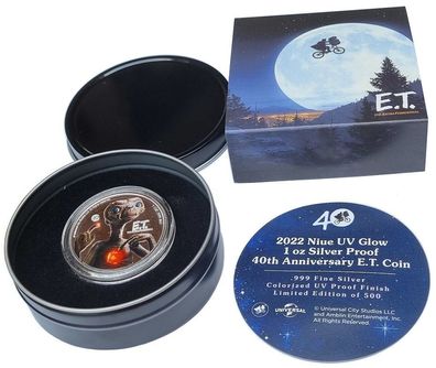 Niue 1 Oz Silber ET - Der Außerirdische 2022 Polierte Platte im Etui nur 500 Stück!