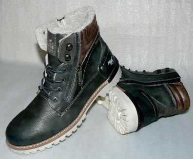 Mustang Warme Winter Leder Schuhe Boots Stiefel Warm Futter 42 Anthrazit S23 ZIP
