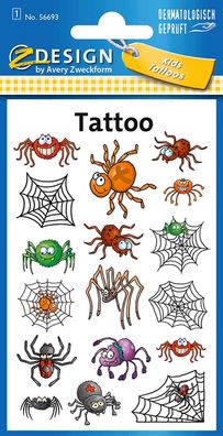 AVERY Zweckform 56693 Tattoo Kinder 17 Stück (Temporäre Tattoos Spinnen, Kinder ...