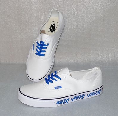 Vans Authentic Canvas Herren Schuhe Freizeit Sneaker 42 US9 SJ077 Side Weiß Blau