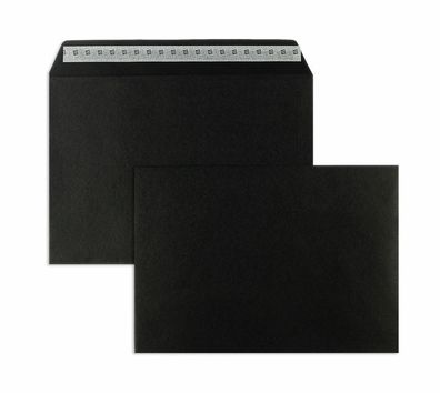50 Briefumschläge Schwarz 229x324 mm (DIN C4) mit Haftklebung