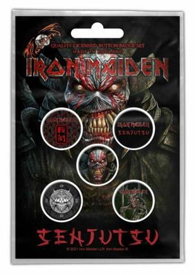 Iron Maiden Senjutsu Button Set Badge Pack 100% Neu
