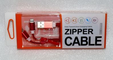 6x 1m USB 2IN1 Anschluss Verbindungs Lade kabel Micro USB Lightning 8Pin Hot Rot
