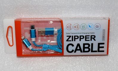 7x 1m USB Anschluss Lade Kabel Micro USB Lightning 8 Pin Smartphone iPhone Blau