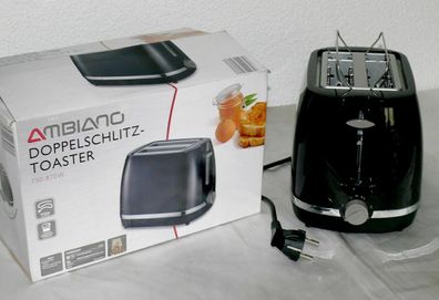 AM 10816 Designer Doppelschlitz Toaster 870W 6 Stufen Brotaufsatz Schwarz Grau