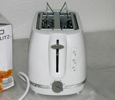 AM 10816 Designer Doppelschlitz Toaster 870W 6 Stufen Brotaufsatz Weiß Chrom