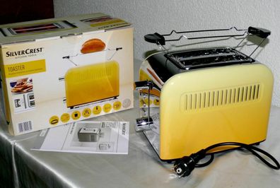 SC STEC1000A1 Design Toaster Doppelschlitz 1000W 6 Stufen Brotaufsatz Gelb Chrom