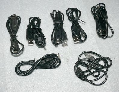 7x USB Kabel Schwarz USB auf Mini USB Anschluss