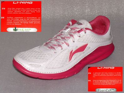 Lining C324 Hanf Tech Foam EVA Lite Damen Schuhe Super Sneaker Pink Weiß 37 2/3